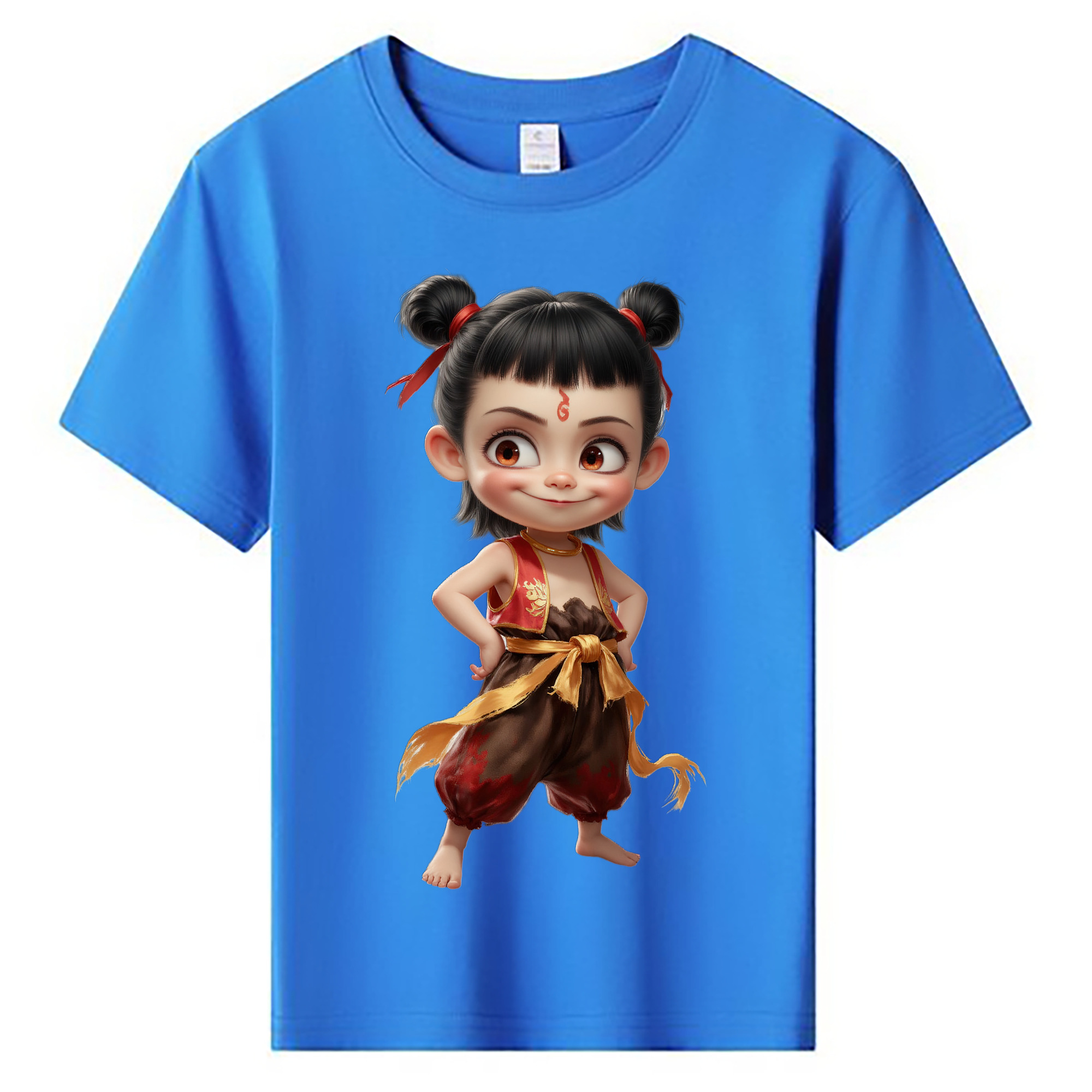 （画像用） Ne Zha 2 ナタ 魔童の大暴れ 綿100％キッズTシャツ（フロントプリント）